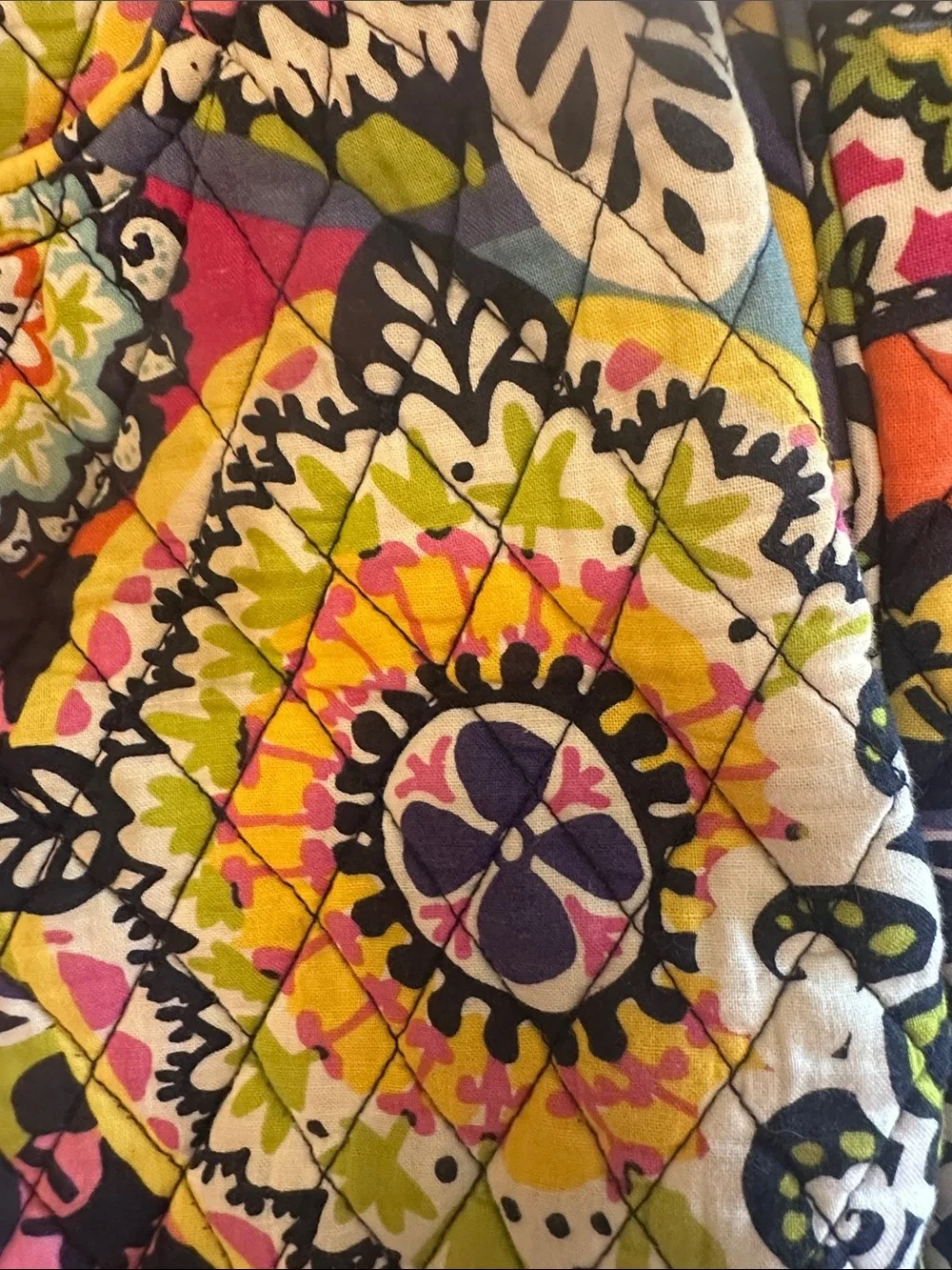 Vera Bradley Bright Floral Quilted Tote in Pink, Orange, Yellow & Green